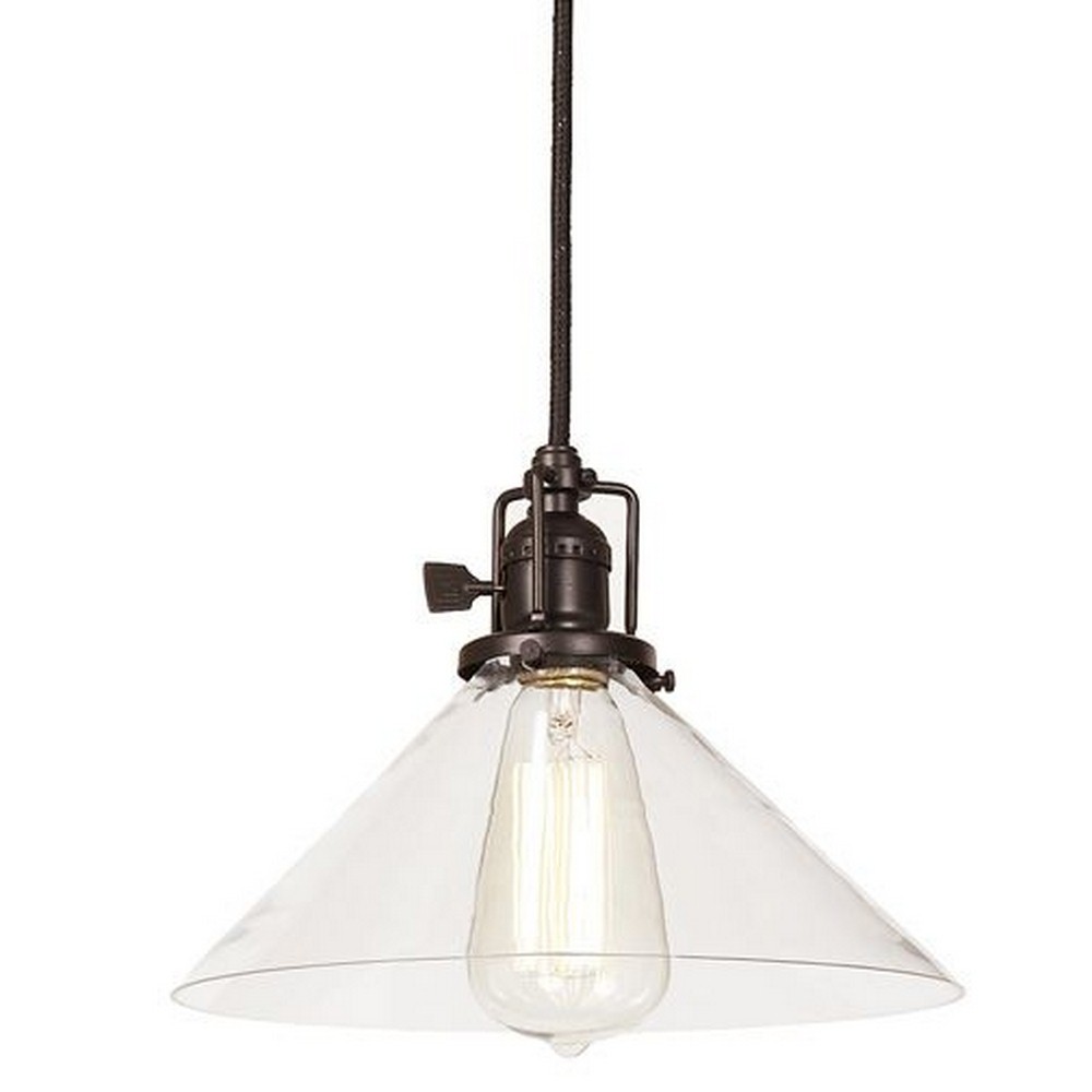 JVI Designs-1200-08 S2-Union - One Light Square Pendant Oil Rubbed Bronze Finish Clear Glass 10 Wide, Mouth Blown Glass Shade